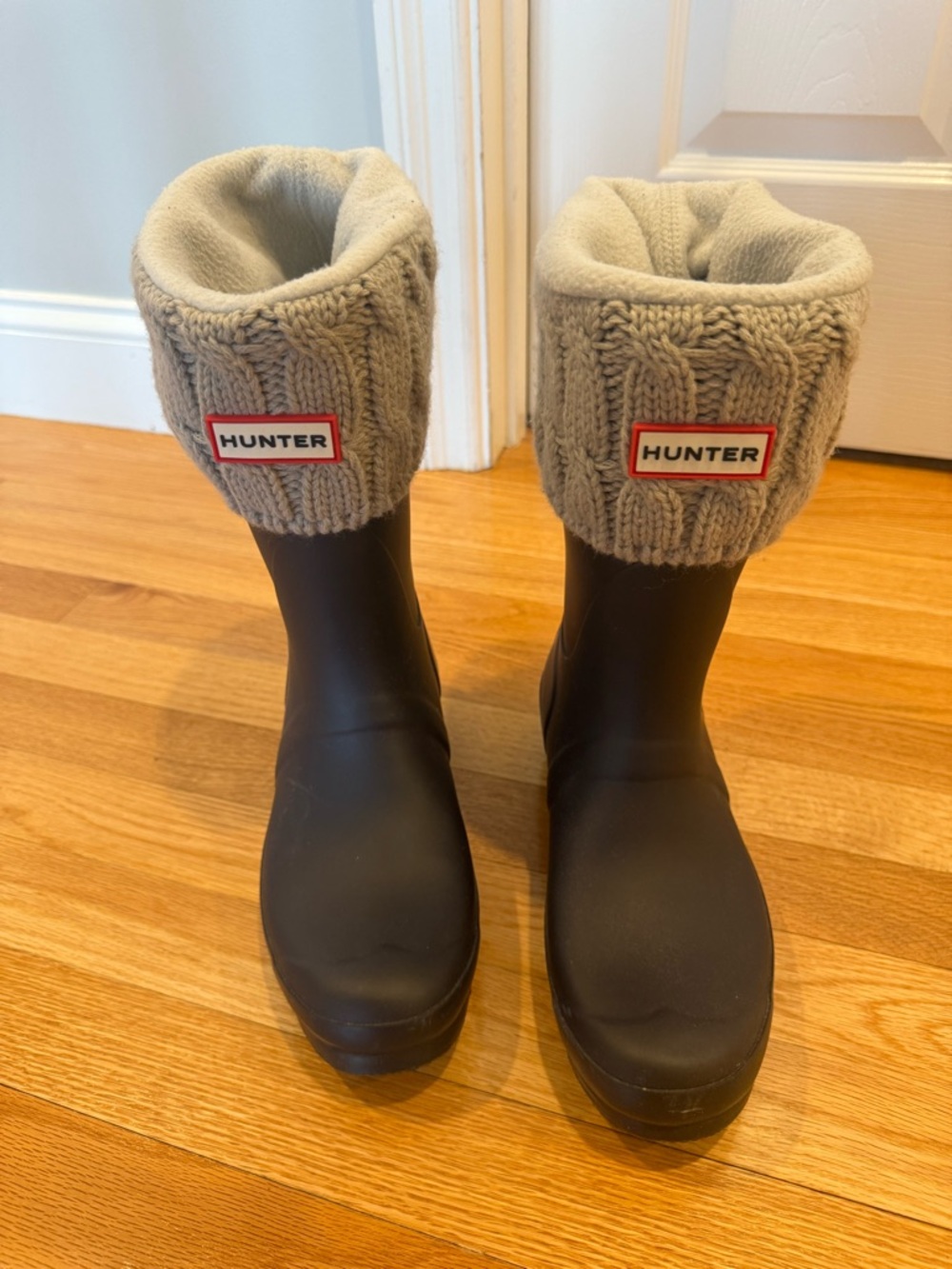 Hunter Rain Boots with Knit Sock Cuffs